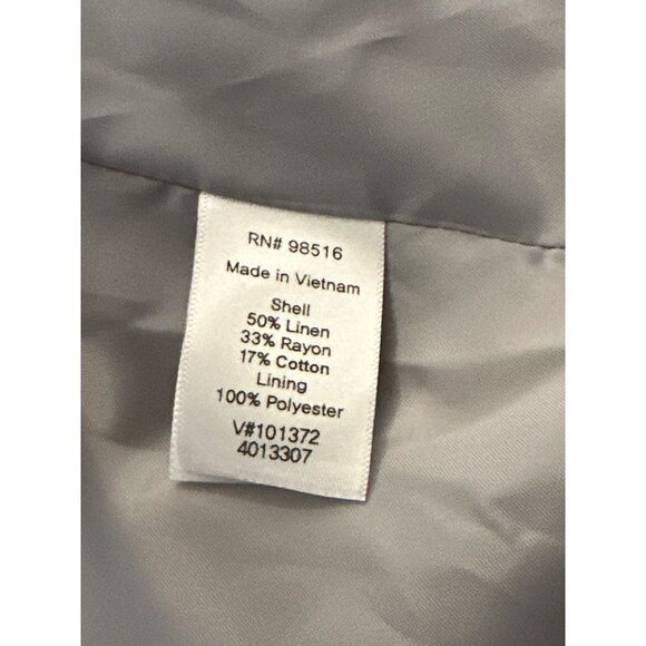 Coldwater Creek Blazer White Linen Cotton Black Pattern Button Front Lined 16 - Picture 9 of 9